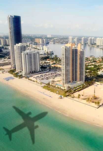 istock Airplane arriving to Miami. 1220298217
