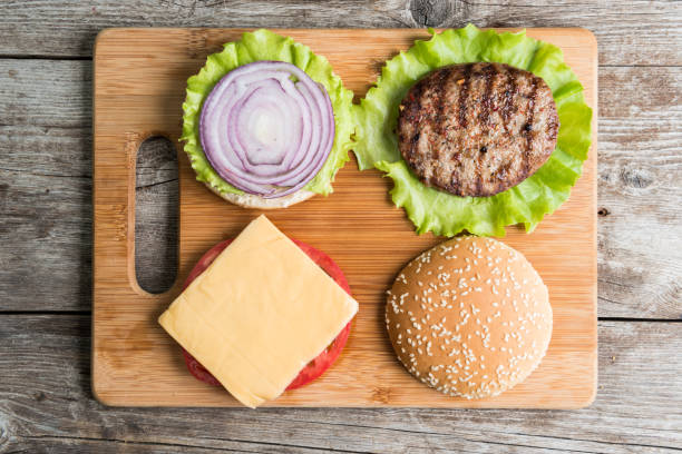 istock Fast food on the wood 1220299631