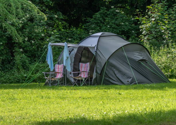 istock Tent pitched in a field 1220302961