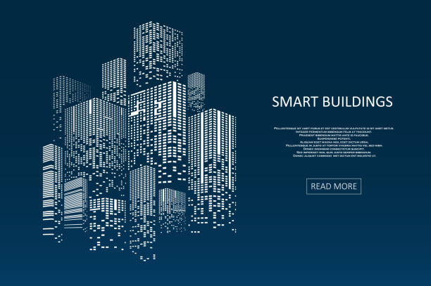 akıllı bina konsept tasarımı - i̇nşaat sanayisi illüstrasyonlar stock illustrations