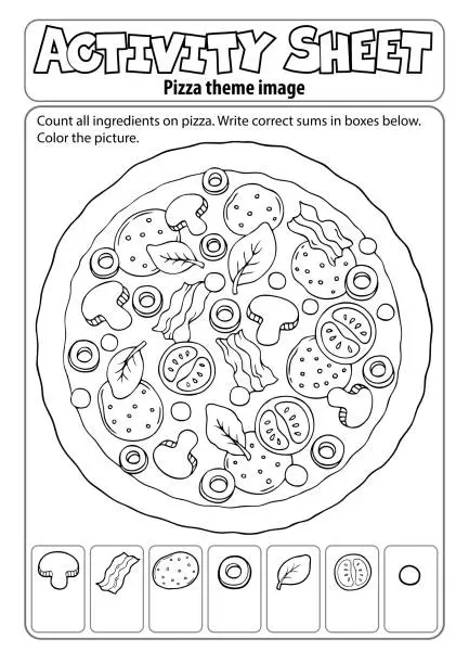 Vector illustration of Activity sheet pizza theme 2