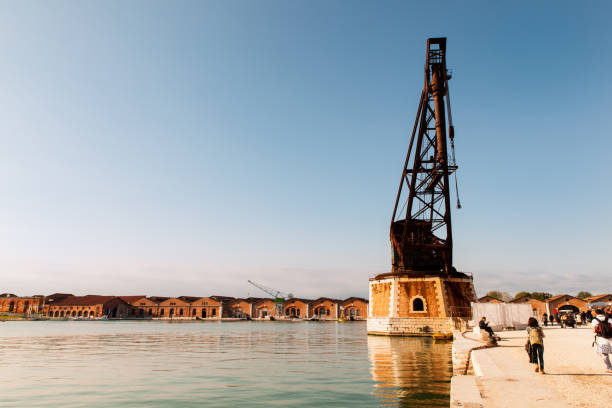 Venice, Italy - May, 10: Old crane at the Corderie dell'Arsenale on May 10, 2017