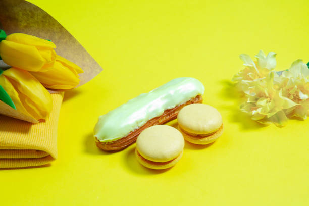 istock Monochrome stylish composition in yellow color. Top view, flat lay. 1220312095