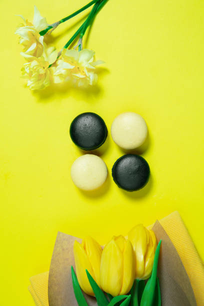 istock Monochrome stylish composition in yellow color. Top view, flat lay. 1220312116