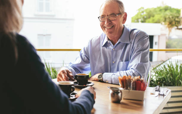 istock Senior couple at coffee shop 1220312667