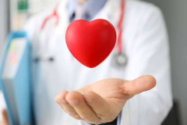 istock Doctor catches heart while holding folders hands 1220314833