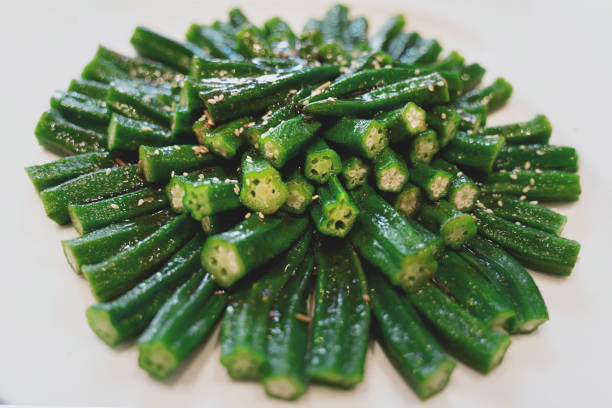 A plate of fresh okra