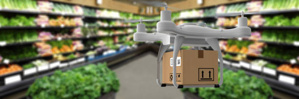 istock Delivery drone carrying groceries 1220330554