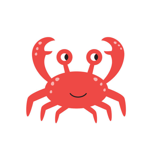 Isolated Vector Picture Of Cute Cartoon Crab Stock Illustration - Download  Image Now - Crab, Cute, Eating - iStock