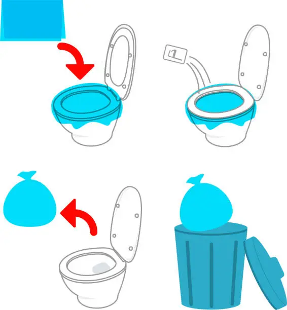 Vector illustration of Explanations of the Simplified Toilet in case of disaster