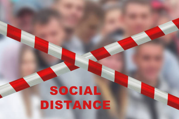 istock Social distance. You can not gather in large groups. People should be at keep spaced between each for social distancing. Avoid spreading illness during of COVID-19 1220340181