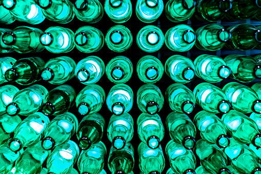 Green bottles as a background
