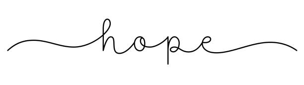 ilustrações de stock, clip art, desenhos animados e ícones de hope black monoline calligraphy banner - hope