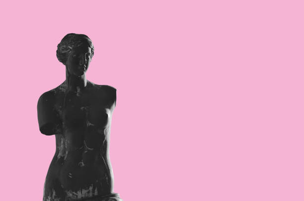Black and White Aphrodite Statute with Pink Background stock photo