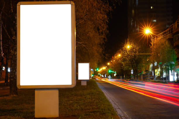 istock Blank citylight for advertising at the city around, copyspace for your text, image, design 1220347206