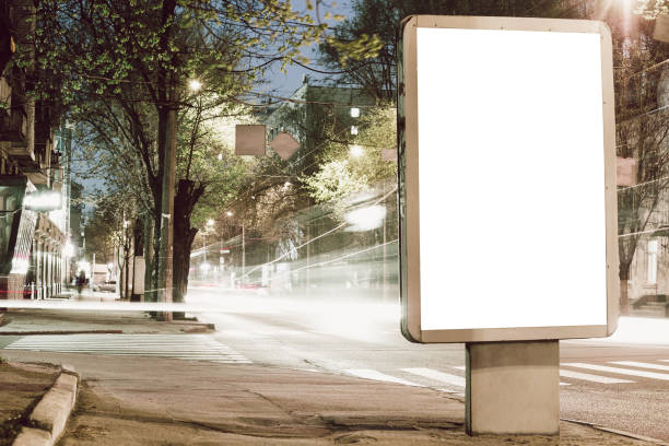 istock Blank citylight for advertising at the city around, copyspace for your text, image, design 1220347222