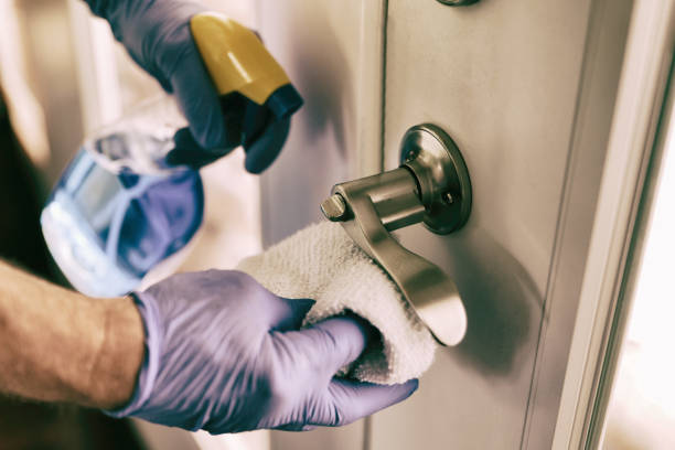 istock Cleaning house door knob. 1220350341