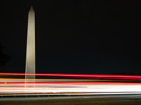 Image taken with slow shutter of the Washington Monument.