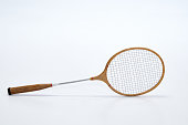 Badminton racket on white background
