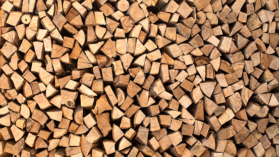 Texture, chopped firewood from different species of trees.