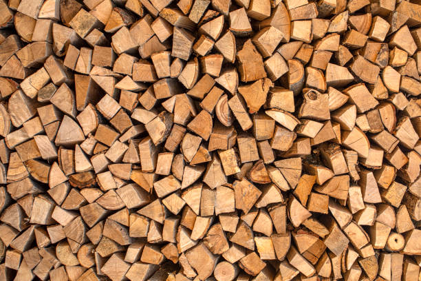 istock Texture, chopped firewood from different species of trees. 1220356484
