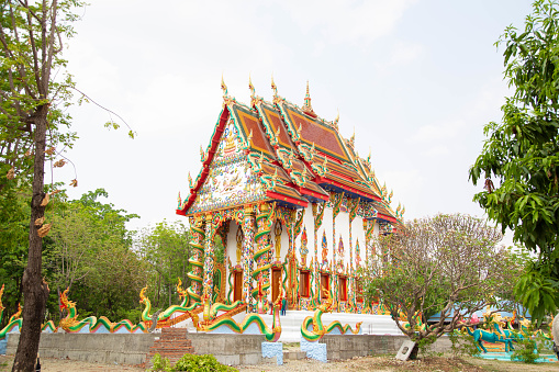 Nakhonsawan, Thailand: April 14, 2020: Nongpai Temple, beautiful painting.