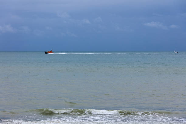 lifebuoy on the beach. Inventory of rescuers on the beach