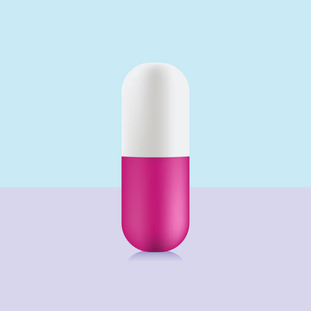 illustrazioni stock, clip art, cartoni animati e icone di tendenza di pillola capsula - antibiotic pain cut out bottle