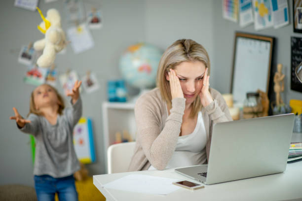Mother works from home