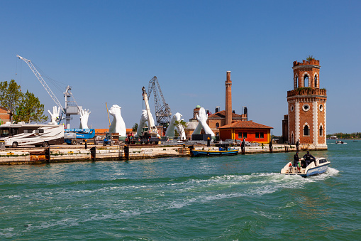 Venice, Italy - May, 10: Installation by Lorenzo Quinn exposed at the Arsenale on May 10, 2019