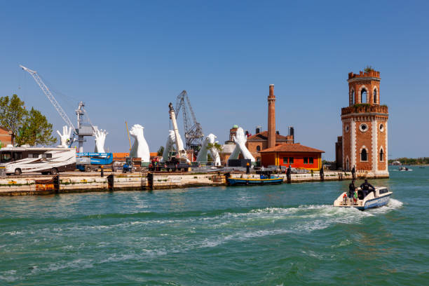 nstallation by Lorenzo Quinn exposed at the Arsenale Venice, Italy - May, 10: Installation by Lorenzo Quinn exposed at the Arsenale on May 10, 2019 venice biennale stock pictures, royalty-free photos & images