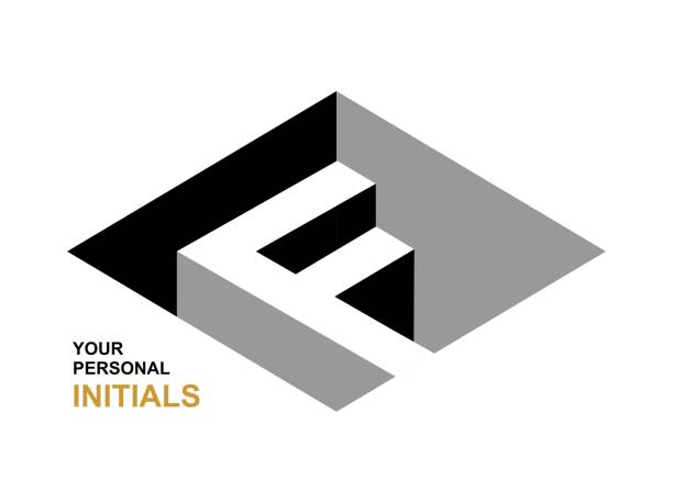 Isometric letter F. Template for creating emblems, monograms. Black and white . 3D art symbol. Vector Isometric letter F. Template for creating emblems, monograms. Black and white . 3D art symbol. Vector illustration f 3d stock illustrations