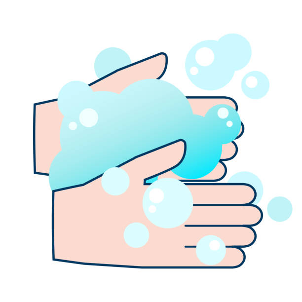 ilustrações, clipart, desenhos animados e ícones de material de ilustração lavando as mãos - cleaning vibrant color human hand people