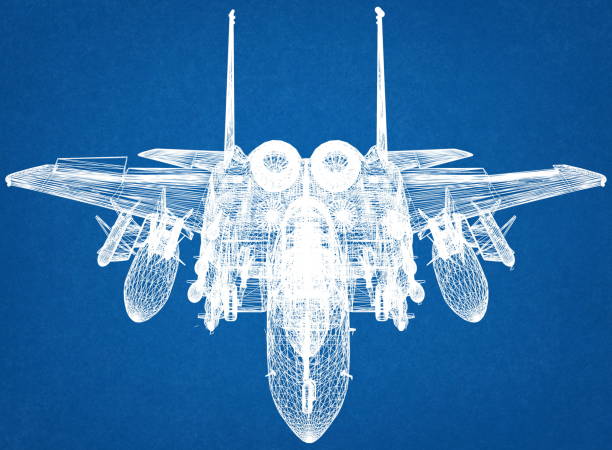istock Military fighter jet blueprint 1220366308