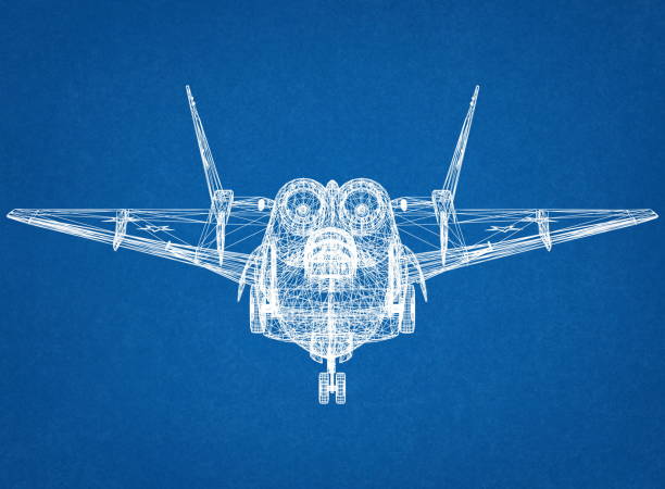 istock Military fighter jet blueprint 1220366905