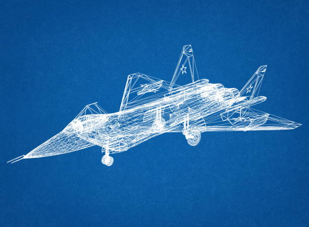 istock Military fighter jet blueprint 1220366913