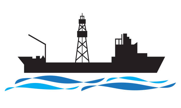 illustrations, cliparts, dessins animés et icônes de icône de navire de forage - drillship