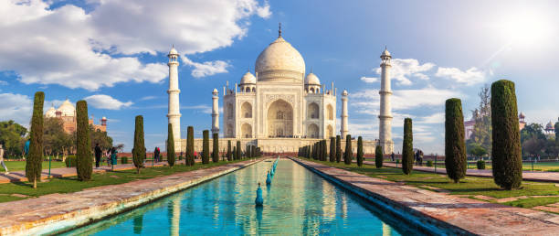 istock Taj Mahal in India, panoramic view, Agra, Uttar Pradesh 1220372228
