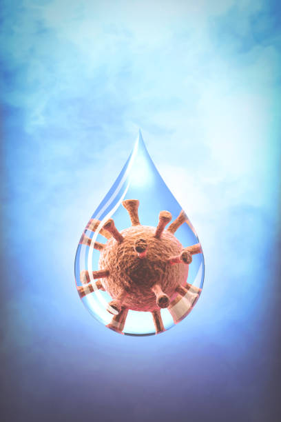 COVI-19 Coronavirus - Microbiology And Virology Concept with water drops stock photo