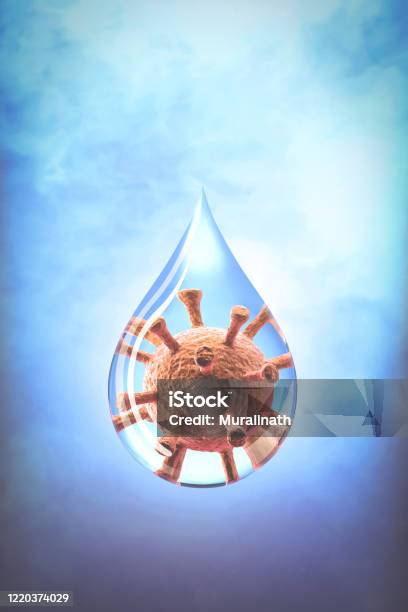 Covi19 Coronavirus Microbiology And Virology Concept With Water Drops Stock Photo - Download Image Now