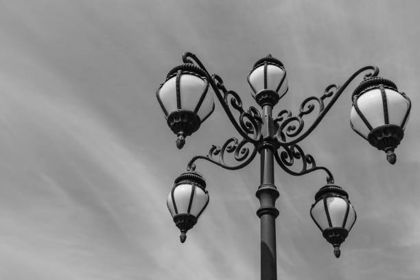istock Retro street lamp on sky background 1220378355