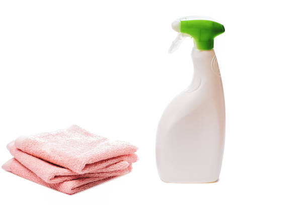 Washcloth with Spray Bottle stock photo
