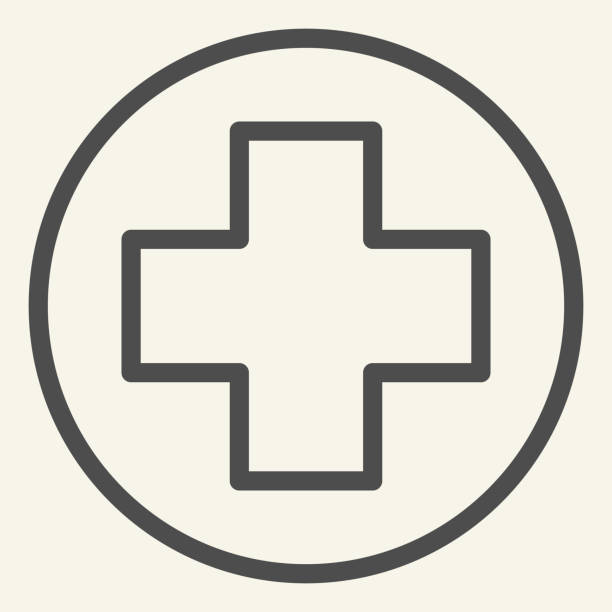 illustrations, cliparts, dessins animés et icônes de icône de ligne d’assistance médicale. croix médicale ou plus soin esquissent le pictogramme de modèle sur le fond blanc. signes d’ambulance et de médecine pour le concept mobile et la conception web. graphiques vectoriels. - crossing