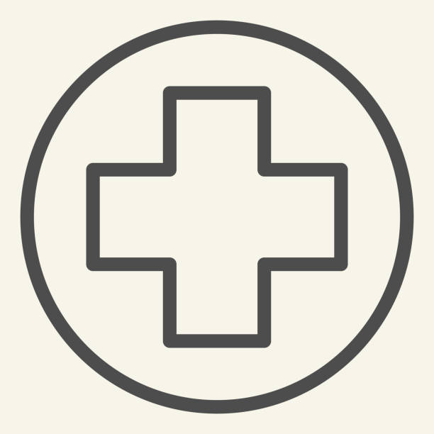 Medical assistance line icon. Medical cross or plus care outline style pictogram on white background. Ambulance and medicine signs for mobile concept and web design. Vector graphics. Medical assistance line icon. Medical cross or plus care outline style pictogram on white background. Ambulance and medicine signs for mobile concept and web design. Vector graphics digital health logo stock illustrations