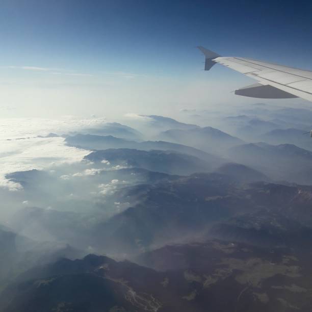 view from the plane over the alps. - 2333 imagens e fotografias de stock