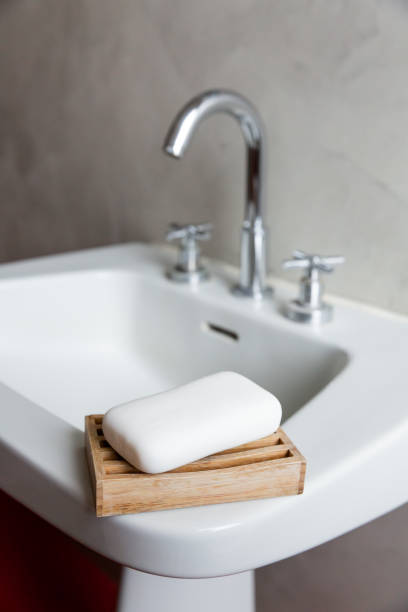 istock Home care, white soap hygiene to wash hands 1220382370