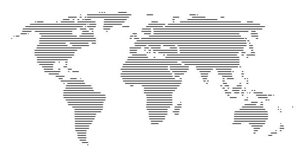 World Line Map World map line drawing abstract view stroked lines. international drawings stock illustrations