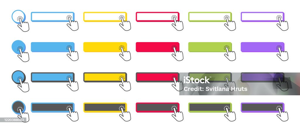 Click Button Visuals Click Button Collection Cursor Pointer Clicking On Buttons Pointing ...