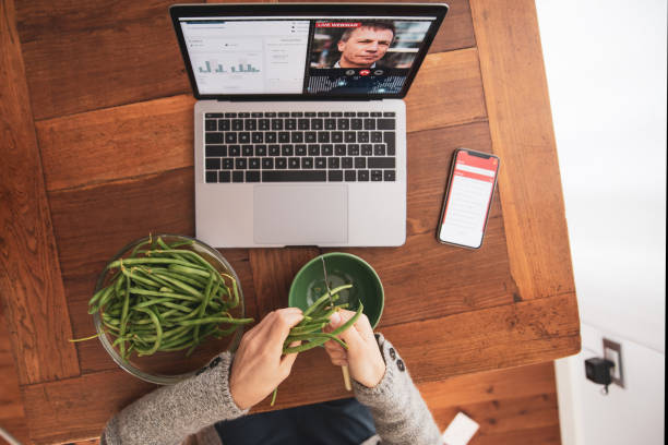 istock Webinar, distance learning. Woman working and studying from home 1220388279