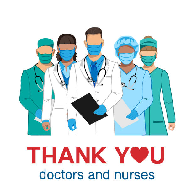 ilustrações, clipart, desenhos animados e ícones de obrigado aos médicos e enfermeiras. - medical occupation flash